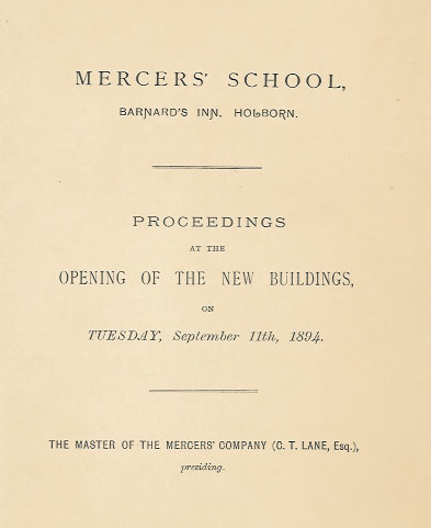 Mercers School Barnards Inn Holborn Book