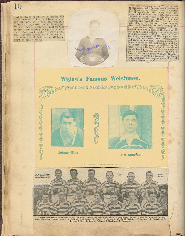 JIM SULLIVAN SCRAPBOOK RUGBY LEAGUE 1921 1924  